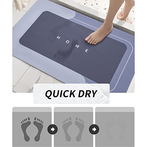 Housego Absorbent Bath Mat Magic Rug, Quick Drying Mat Magic Bath Mat Non-Slip Floor Rug Rubber Backed for Bathroom Kitchen Shower Sink, Water Absorbent (1PC, 15.7''x23.6'', Blue) - color: Blue, size: 1 Rectangular Piece (15.7" x 23.6")