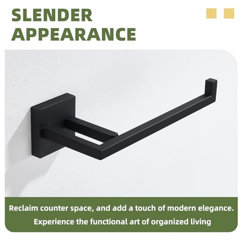 APLusee Matte Black Toilet Paper Holder, 304 Stainless Steel Roll Hanger for Bathroom Kitchen, Wall Mounted