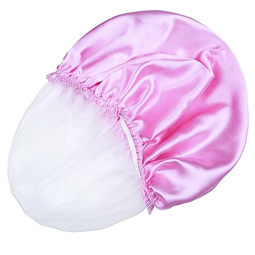Shower Caps for Women, 4 PCS Elastic and Reusable Bath Caps, Double Waterproof Layers Shower Cap, Bathing Shower Caps, Environmental Protection Hair Bath Hat - Solid Color - color: Solid Color 4 PCS/Set