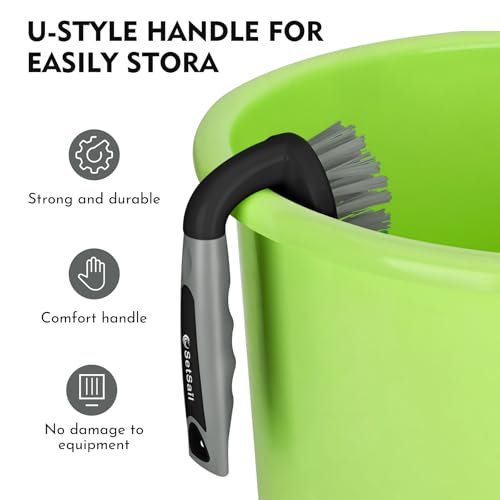 SetSail Scrub Brush, Heavy-Duty Scrub Brushes for Cleaning with Stiff Bristles Cleaning Brush for Shower, Bathroom, Carpet, Kitchen and Bathtub Scrubber - 2 Pack（Black Grey） - color: Black Grey