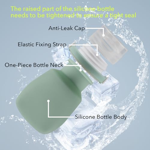 1oz Silicone Travel Bottles for Toiletries (4-Pack), TSA Approved Leakproof Toiletry Bottles with Locking Lid, Refillable Travel Size Containers for Shampoo, Body Wash, Camping & Trips (Green Pink) - color: Green Pink