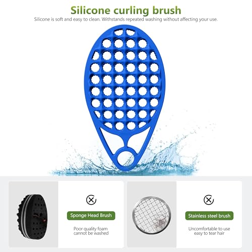 KOUPA Silicone Afro Twist Brush with Pick Comb - Easy Clean Dual-Sided Design with Textured Holes for Defined Afro Curls, Suitable for Coily Hair Men & Women, Blue - color: Blue
