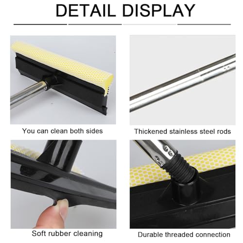 2 in 1 Car Window Squeegee and Collapsible Bucket Set,Long Handle,Gray - color: Gray