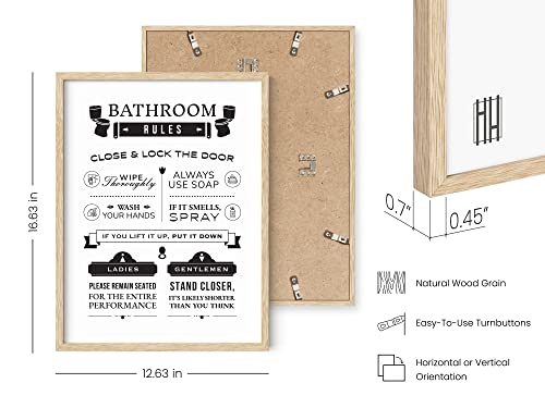 HAUS AND HUES Funny Bathroom Decor & Signs | Toilet Rules Wall Art, Beige Framed Guest Bathroom Humor Poster | 12"x16" - color: Rules, size: 12"L x 16"W, style: Beige Framed
