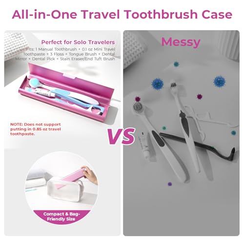 Wider Aluminum Toothbrush Travel Case, Portable Travel Toothbrush Holder, Durable Manual Toothbrush Box Container for Traveling, Bathroom, Camping, Business Trip, Pink - color: Pink, size: 1 Pack (Large)