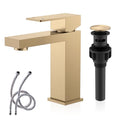 KENES Champagne Bronze Bathroom Faucet 1 Hole, Single Handle Gold Bathroom Sink Faucet, Vanity Faucet with Pop Up Drain and Supply Lines, LJ-9031-CB - color: Champagne Bronze, size: Short