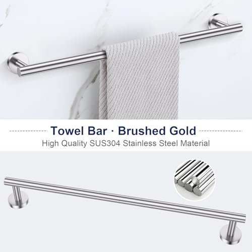 Lairuier Brushed Nickel Bathroom Hardware Set, 10-Piece Towel Bar Set SUS304 Stainless Steel Bathroom Hardware Accessories Set Round Towel Holder Set Wall Mounted - color: Brushed Nickel, size: 10-Piece Standard Set