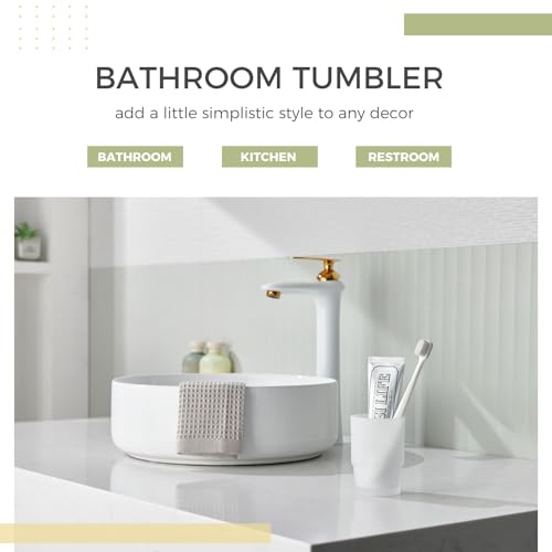 Tumbler Glass, Frosted Bathroom Rinsing Cup, Replacement Tumbler for Aomasi Toothbrush Holder - color: Frosted White