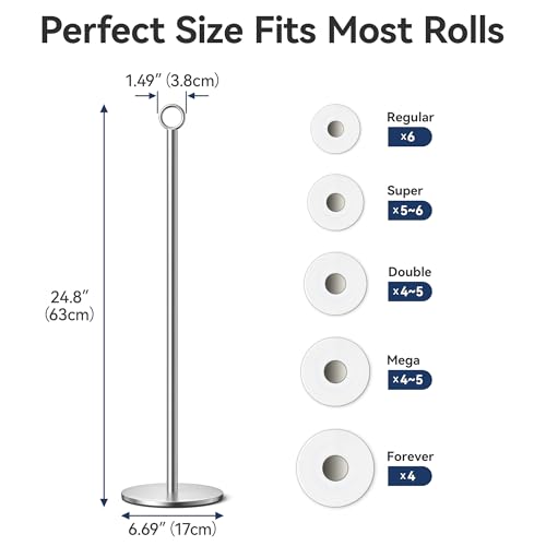 Toilet Paper Holder Stand - with Reserve Function, Free-Standing Toilet Paper Storage Holder, Stainless Steel