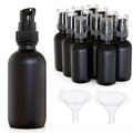 12Pack 2oz Black Glass Pump Bottles, 60ml with Black Pump, Empty Refillable Travel Small Container For Lotion Cream Essentil Oil Shampoo (60mlpumpBLK) - size: 2oz Black Glass