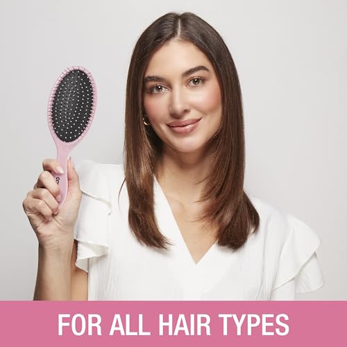 Conair Detangling Hair Brush Set 3 Pack, Use Wet and Dry, Ideal for All Hair Types, Detangling Brushes for women and girls, gifts for her, Glitter Silver, Blue, Pink - color: Pink, Blue, Silver, size: 3 Count Full Size