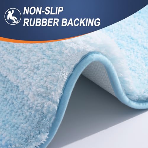 OLANLY Bathroom Rug Set 2 Piece, Soft Absorbent Microfiber Bath Mats and U-Shaped Contour Toilet Rug, Non-Slip, Machine Wash Dry, Plush Shaggy Bath Mats for Bathroom (24"x16"+24"x20", Sky Blue) - color: Sky Blue, size: 24" X 16" + U24" X 20"
