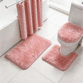 Shaggy Bathroom Rugs Sets 3Piece Bath Mat for Bathrom Non-Slip Bathrom Mats Water Absorbent Bath Rug Floor Mats Soft Washable Shower Rug with U-Shaped Contour Rug Toilet Lid Cover Light Pink - color: Light Pink