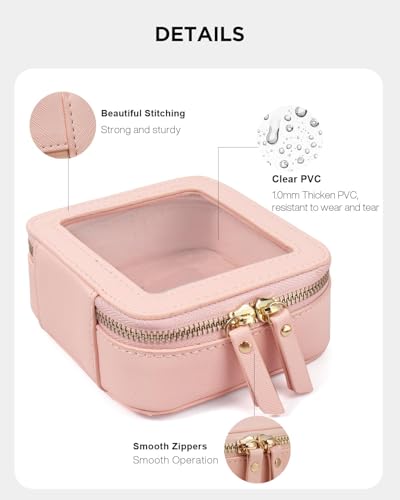Travel Clear Makeup Bag Set, TSA Approved Cosmetic Bag Case with Zipper Portable Makeup Pouch Toiletry Bag Traveling Cosmetic Organizer Storage Bag Car Organizer Car Essentials - color: Mini Pink