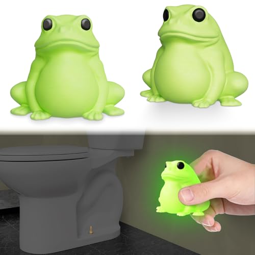 boeemi Glow in The Dark Frog Toilet Bolt Covers Caps Decorative 2 Pcs | Luminous Green PLA, Bottom Hole 0.94'', Covers Rusty Bolts, Fun Bathroom Decor for Kids, Glows After Light Exposure - style: Frog