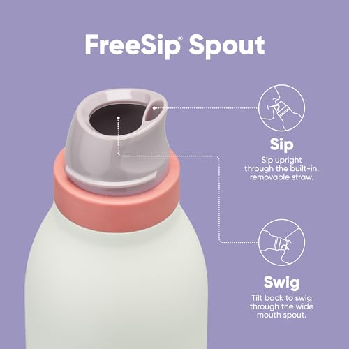 Owala FreeSip Twist Insulated Stainless Steel Water Bottle with Straw for Sports and Travel, BPA-Free, 18-oz, Purple/Mint (Minty Horizon) - color: Minty Horizon, size: 18 Ounces