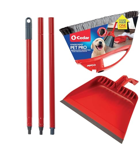 O-Cedar Pet Pro Broom with Step-On Dustpan | Remove 99% with One Sweep | Removes 3 Times More Pet Hair | Quiet Cleaning Tool for Cat and Dog Owners - size: PowerCorner Pet Pro Broom