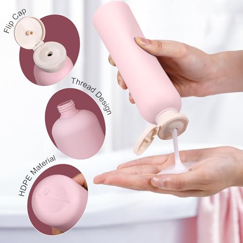 8.8oz Travel Essentials Shampoo Bottles for Toiletries,Empty Plastic Squeeze Bottles with Flip Cap for Toiletries Travel Size Shampoo and Conditioner (3 pack, pink) - color: Pink, size: 8.8 oz