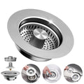 3-in-1 Kitchen Sink Drain Strainer - Pop Up Sink Stopper, Stainless Steel Sink Drain Strainer, Kitchen Sink Stopper & Drain Plug with Anti-Clogging Basket,Sink Strainer Fits US Standard 3-1/2'' Drains - color: Sus304 Brushed 1pack