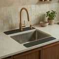 Customizable Kitchen Sink Faucet Mat: 24" Lx4 W Absorbent Splash Guard | 2PCS Non-slip Fabric Rubber Mat, Cut to Fit Oval Rectangle Square Faucet & 2,3,4 Holes Irregular Sink with Soap Dispenser - size: 24"Lx4"W-2PCS