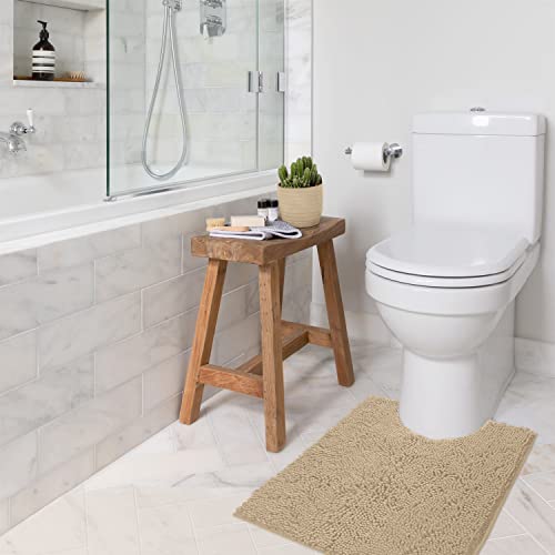 LuxUrux Birch Bath Mat - U-Shaped Contoured Rug for Around Toilet, Super Absorbent Shaggy Bath Rug. Easy Machine Wash & Dry (20" x 23", Birch) - color: Birch, size: 23'' x 20'' U