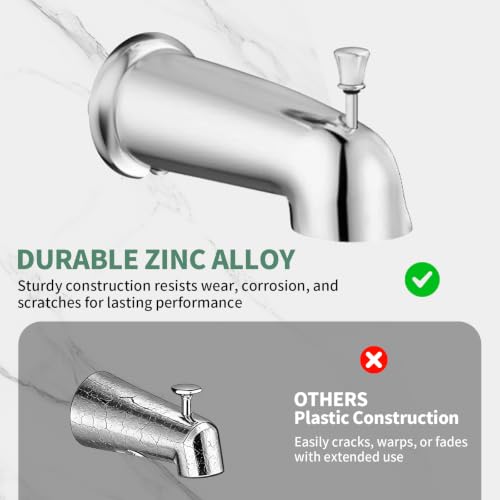 SunCleanse Tub Shower Faucet Set with Pressure Balance Valve, 8-Inch Rain Shower Head and Tub Spout, Single-Handle Shower Trim Kit, Shower Head and Handle Set for bathroom, Chrome - color: Chrome