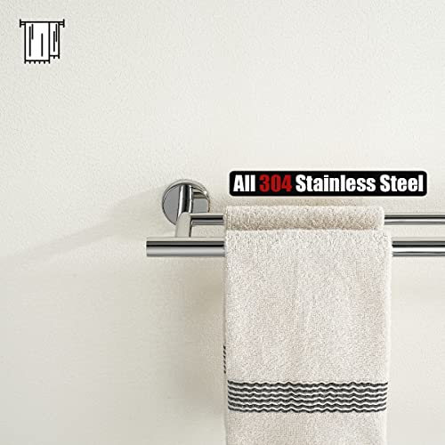 JQK Double Towel Bar Chrome, 15 Inch 304 Stainless Steel Thicken 0.8mm Towel Rack Holder for Bathroom Washcloths and Hand Towels, Polished Steel Wall Mount, Useable Length 12 Inch, TB100L12-CH - color: Polished Chrome, size: 15 Inch