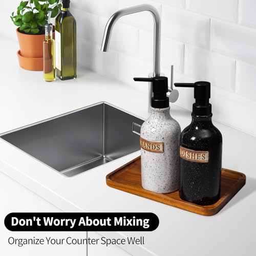 Hand and Dish Dispenser for Kitchen Sink, Ceramic Soap Dispenser Bathroom Countertop, 18 OZ Vintage Handwash Liquid Pump Dispenser for Bathroom Farmhouse Vintage Kitchen Decor - size: 18 OZ