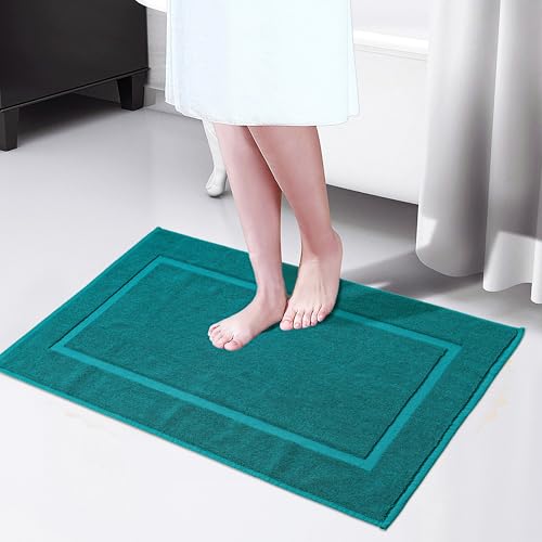 HILLFAIR-900 GSM-100% Ringspun Cotton Floor Towels mat- Hotel-Spa Tub-Shower Bathroom Floor mat Towels- 21 x 34 Inch - Terry Cotton Bath Mats, Machine Washable, Absorbent- 2 Peice Towel Set- Teal - color: Teal, size: 2 Piece Towel Set