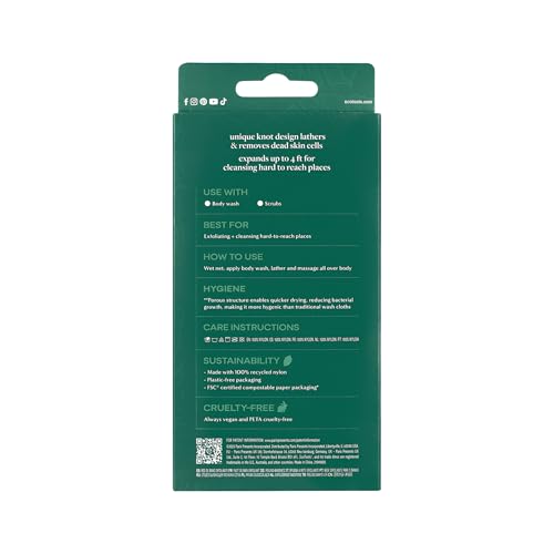 EcoTools Exfoliating Bath Net, Inspired By African Net Sponge, Exfoliates & Cleanses Whole Body, Flexible & Reusable, Eco-Friendly Body Scrubber, Vegan & Cruelty-Free, 1 Count - color: Blue, size: 1 Count (Pack of 1)