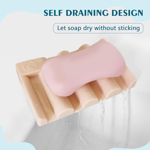 Silicone Soap Dish,Self Draining Soap Holder Perfect for Shower,Bathroom Sink,Kitchen Sink & Travel,Non-Slip Bar Soap Holder Extend Soap Life,Keep Soap Bars Dry & Easy Cleaning Pink-1Pcs - color: Pink-1pcs