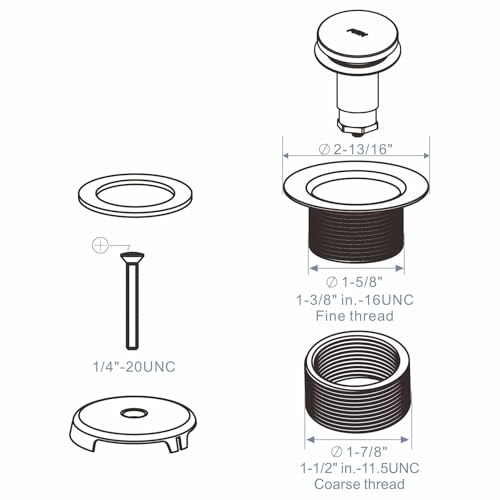 HIDROP Brushed Nickel Tip Toe Bathtub Drain Kit, 1-Hole Overflow Faceplate | Stainless Steel Bath Tub Drain, Universal Fine/Coarse Thread fit 1-3/8" or 1-1/2" Tub Drain, Bathtub Replacement Drain Kit - color: Brushed, style: 1 Hole