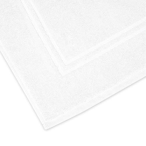 Tens Towels Pack of 2 Bath Mats 100% Cotton, 20 x 32 Inches, Super Absorbent, Hotel Quality Premium Floor Towels, Luxurious, Soft & Quick Dry, Not a Bathroom Rug, White - color: White