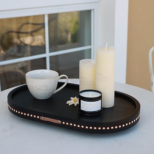Decor Decorative Round Tray 11.81in for Home Decor for Coffee Table Farmhouse Kitchen Table Living Room Bathroom Centerpiece Tray Decor Oval Black - color: Oval Black