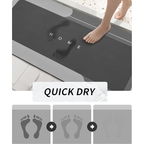 Housego Absorbent Bath Mat Magic Rug, Quick Drying Magic Bath Mat Non-Slip Floor Rug Rubber Backed for Bathroom Kitchen Shower Sink, Water Absorbent (1PC, 16.93''x34.65'', Dark Gray) - color: Dark Gray, size: 1'5" x 2'11" (Rectangular)
