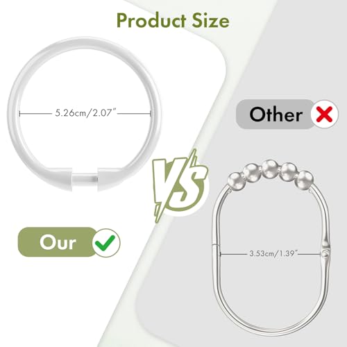 Amazer Plastic Shower Curtain Rings, 12 Pcs Shower Curtain Hooks, O Shape Wihte Shower Curtain Hooks Rings, Easy to Snap Closure Shower Hooks Rings Loops for Shower Curtain - color: White, size: 12 Pack