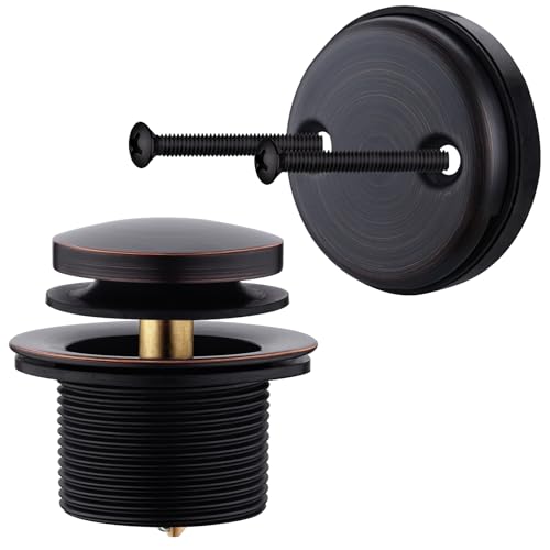 Brass Tip-Toe Tub Drain Kit with Basket Strainer and Two Hole Overflow Faceplate, Oil Rubbed Bronze - color: Oil Rubbed Bronze, style: 2-hole
