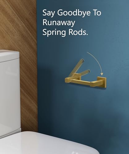 FORIOUS Toilet Paper Holder Wall Mount, Stainless Steel Rustproof Double Post Pivoting Tissue Roll Holder for Bathroom, Commercial Toilet Paper Dispenser (Brushed Gold, Square) - color: Brushed Gold