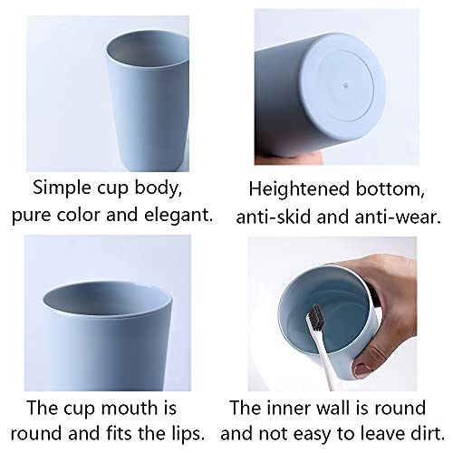 Simple Drinking Cup, Household Plastic Cup, Couple Toothbrush Holder, Large Capacity 300ml (10 oz) Mug (Blue & White)