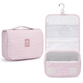 Narwey Small Hanging Toiletry Bag for Travel Women Girl, Striped Toiletries Travel Bag with Hook, Hanging Makeup Bag Organizer Make Up Cosmetic Bags, Gifts for Kids Teen (Dusty Pink Stripe) - color: Y-Dusty Pink Stripe