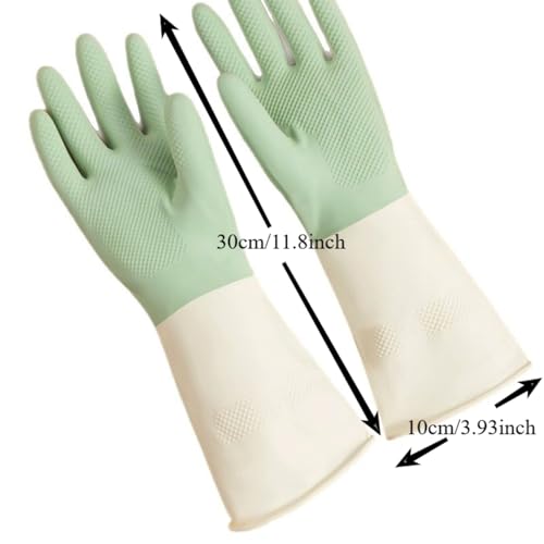 Latex Cleaning Gloves, Heavy Duty Dishwashing Gloves, Reusable Large Gloves for Kitchen, Bathroom, Gardening, Working, Pet Care
