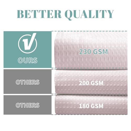eachope BlushPink Extra Long No Hook Waffle Weave Shower Curtain with snap-in Liner Replacement, 230GSM Waterproof Fabric Hotel Shower Curtain Set for Bathroom, Through Mesh Top Window,71Wx86H - color: Blushpink, size: 71"W x 86"L (Pack of 1)