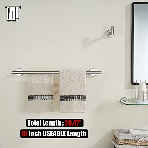 JQK Double Bath Towel Bar, 20.5 Inch 304 Stainless Steel Thicken 0.8mm Towel Rack Bathroom, Towel Holder Brushed Finished Wall Mount, Useable Length 18 Inch, TB100L18-BN - color: Brushed, size: 18 Inch
