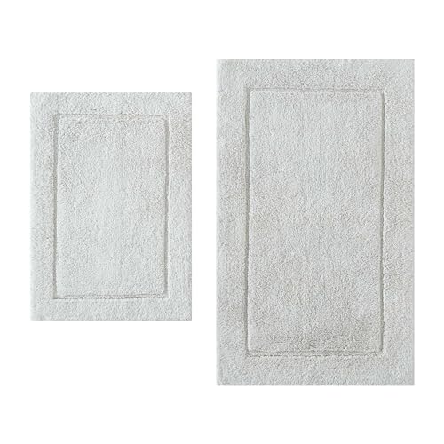 Calvin Klein - Bath Rug Set, Soft & Absorbent Cotton Bath Mats, Modern Bathroom Essentials (Essence Silver Grey, 2-Piece) - color: Essence Silver Grey, size: 1'9" x 2'10" (Rectangular)