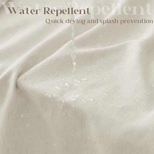 Oatmeal Linen Shower Curtain for Bathroom Water Repellent 36x72 Inch | Stall, Neutral Boho, Flax Linen Drapes, Cabin, Earth Tone Greyish Grey Beige, Bath Decor Drapes, with Hooks, 36 x 72 Inch - color: Linen, size: 36"W x 72"L (Pack of 1)