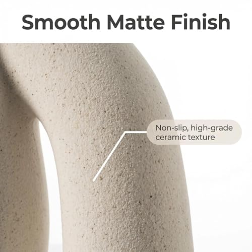 CEMABT Modern Nordic Boho Vase Set - Elegant Beige Matte Ceramic Vase for Living Room, Bookshelf, Mantel, Entryway Table & Console Decor | Home Decor Shelf Decorations Easter Gift - color: Beige-1