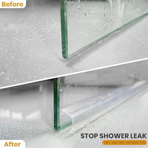 Bathroom Shower Glass Door Bottom Seal Strip, 2PCS 36 Inch Long Clear PVC Seal Strips for 3/8"(10mm) Thick Framless Glass Door Panel - style: 3/8"(10mm) X 36"