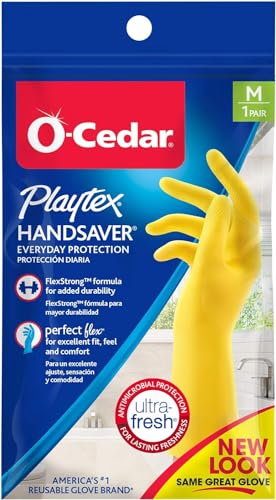 Playtex HandSaver Reuseable Rubber Cleaning Gloves (Medium, 2 Pairs), Everyday Protection Reusable Household Gloves