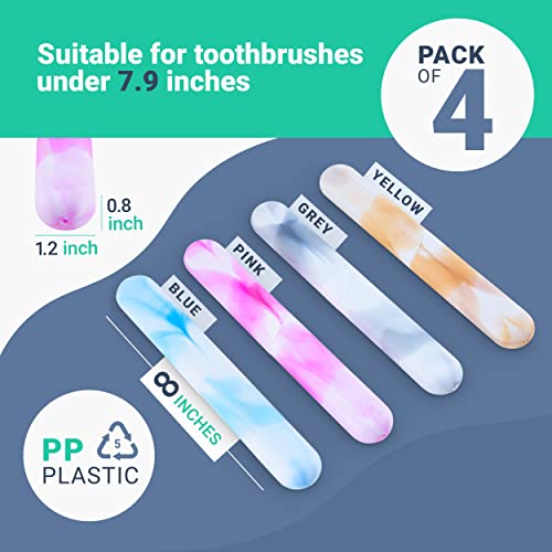 4 Pack Elite Travel Toothbrush Case with Drainage Holes–Portable, Breathable Plastic Toothbrush Holder Travel Covers–Ideal for Camping, Trips & Daily Use Cute Tooth brush Cover Container– Multi Colors - style: Pack of 4