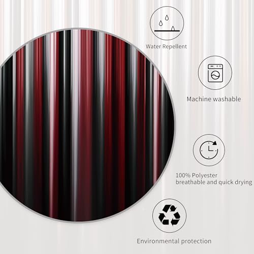 Miyotaa Black Red White Modern Shower Curtain Set 60Wx71H Inches Abstract Striped Minimalist Simple Contemporary Polyester Waterproof Bathroom Curtain with 12 Hooks - color: Black Red White Striped, size: 60"W x 71"L (Pack of 1)